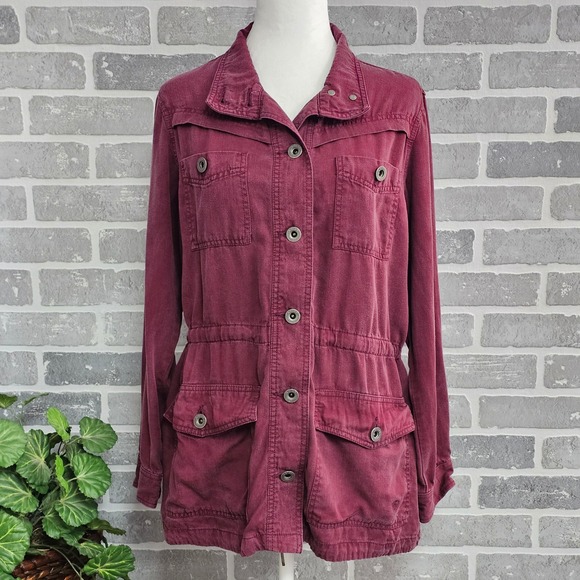 Ariat Working Girl Western Lightweight Shacket Shirt Jacket Womens Medium Maroon - Picture 1 of 16